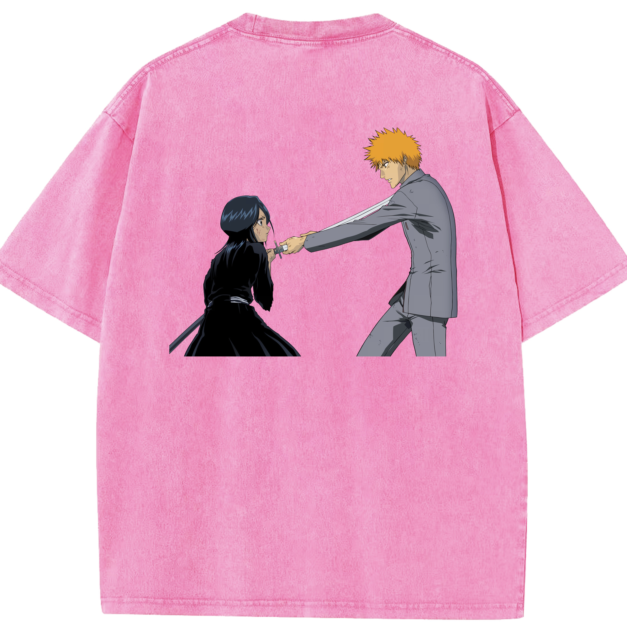 （画像用） ブリーチ 朽木ルキア BLEACH Kuchiki Rukia 綿100% ヴィンテージ風 半袖Tシャツ（背面プリント）